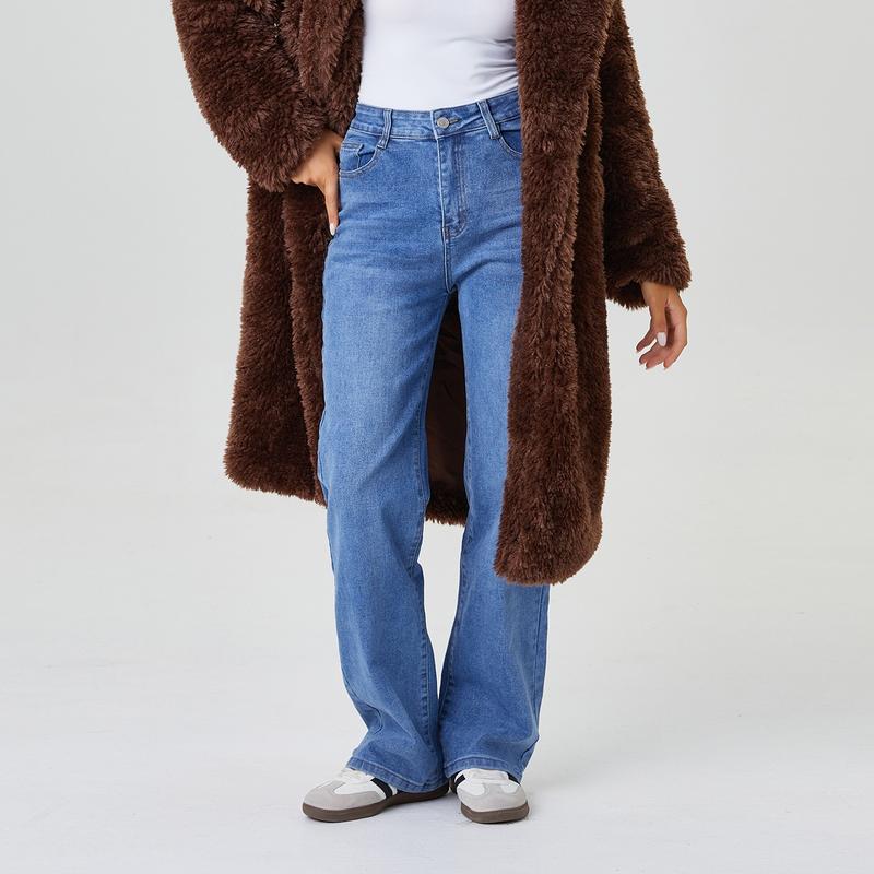 Women's High Waist Stretch Wide Leg Jeans