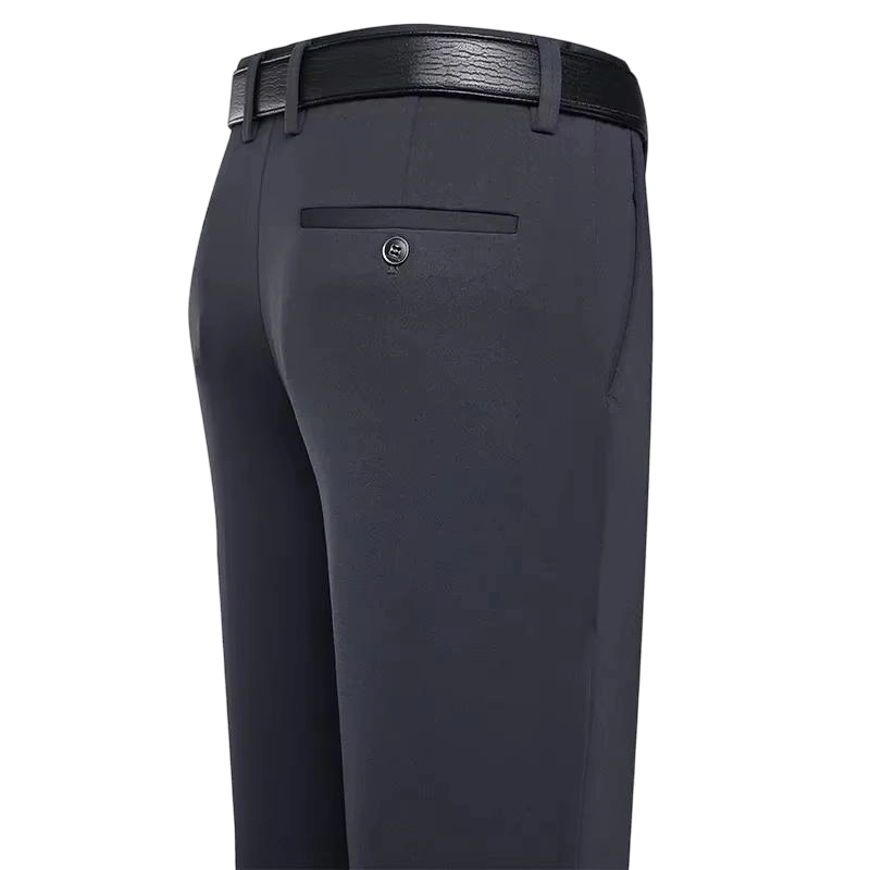 Men's Business Casual Trousers Formal Dress Straight Pants Elastic Black Navy Blue Plain Menswear Gamis