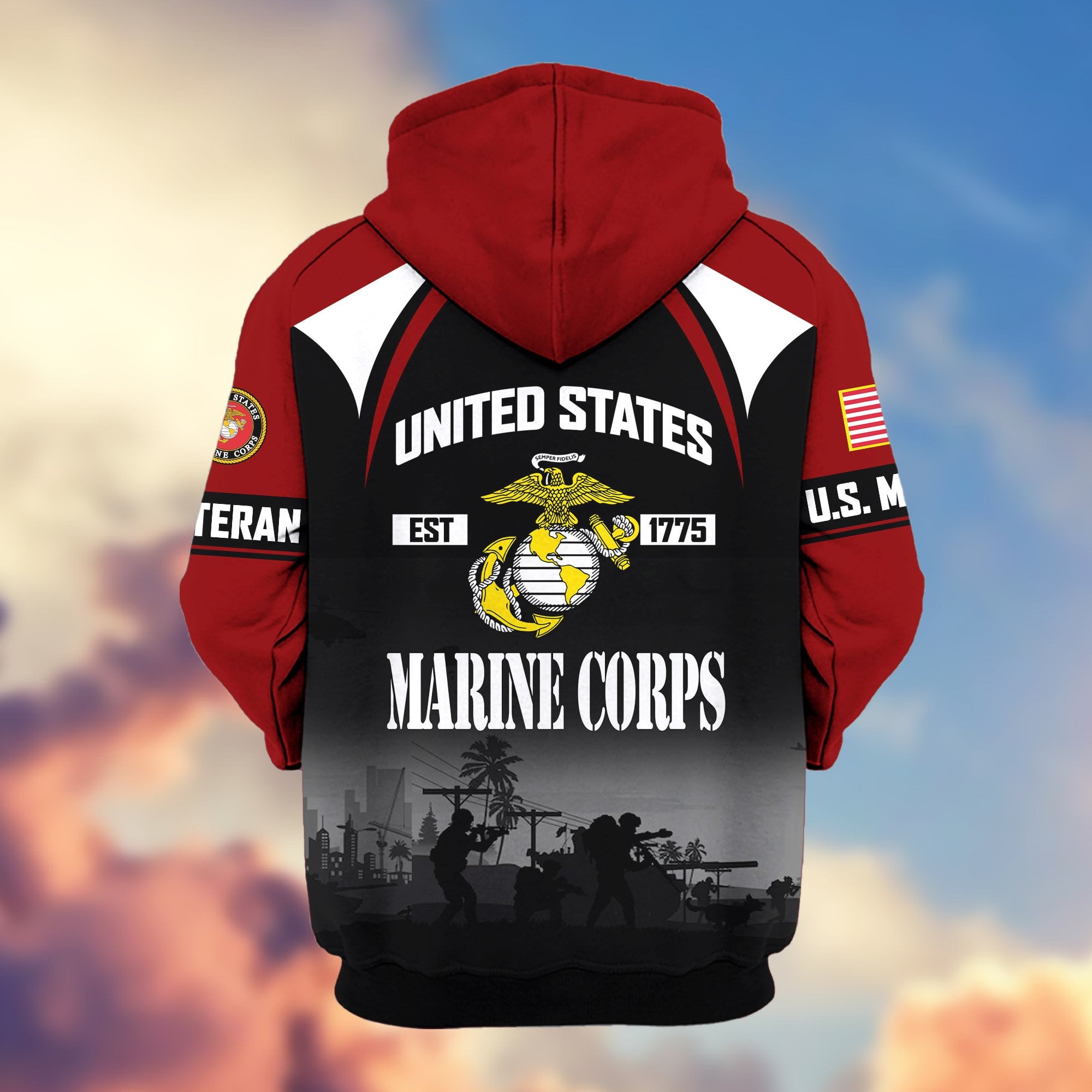 Premium US Veterans Zip Hoodie
