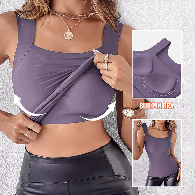 Women's Seamless Shaping Tank Top with Built-in Bra