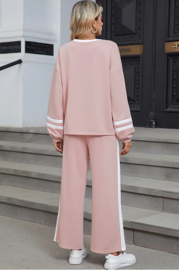 Cotton Casual Color Block Regular Fit Two-Piece Set