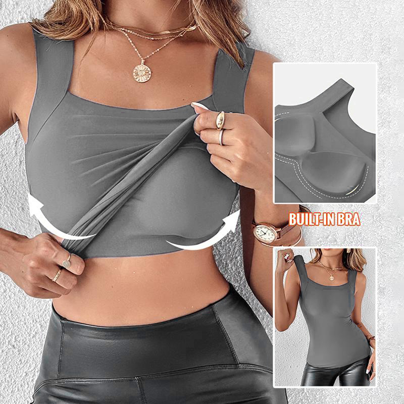 Women's Seamless Shaping Tank Top with Built-in Bra