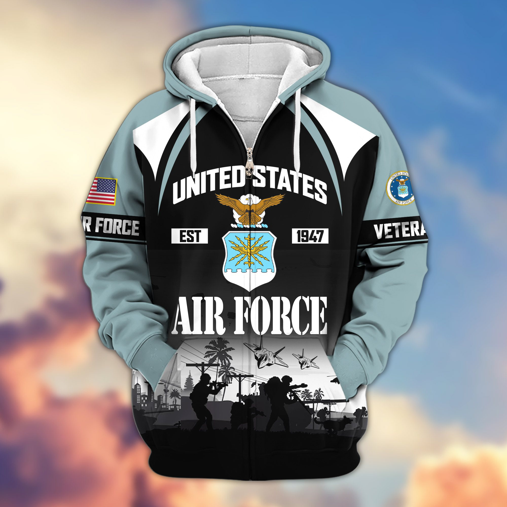 Premium US Veterans Zip Hoodie