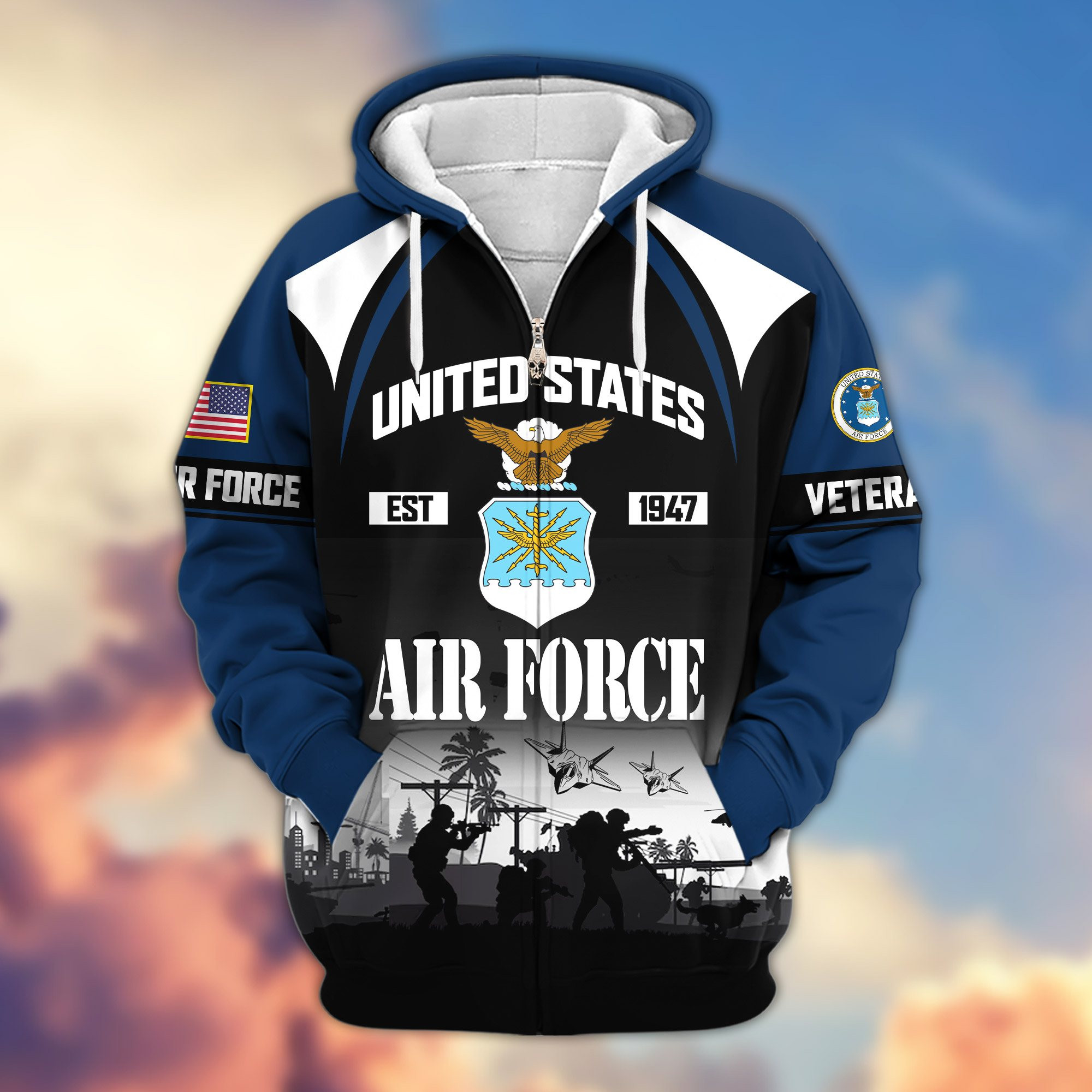 Premium US Veterans Zip Hoodie