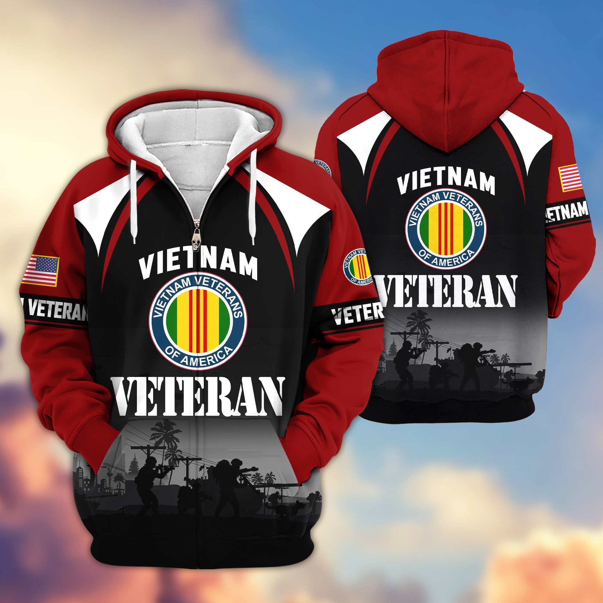 Premium US Veterans Zip Hoodie