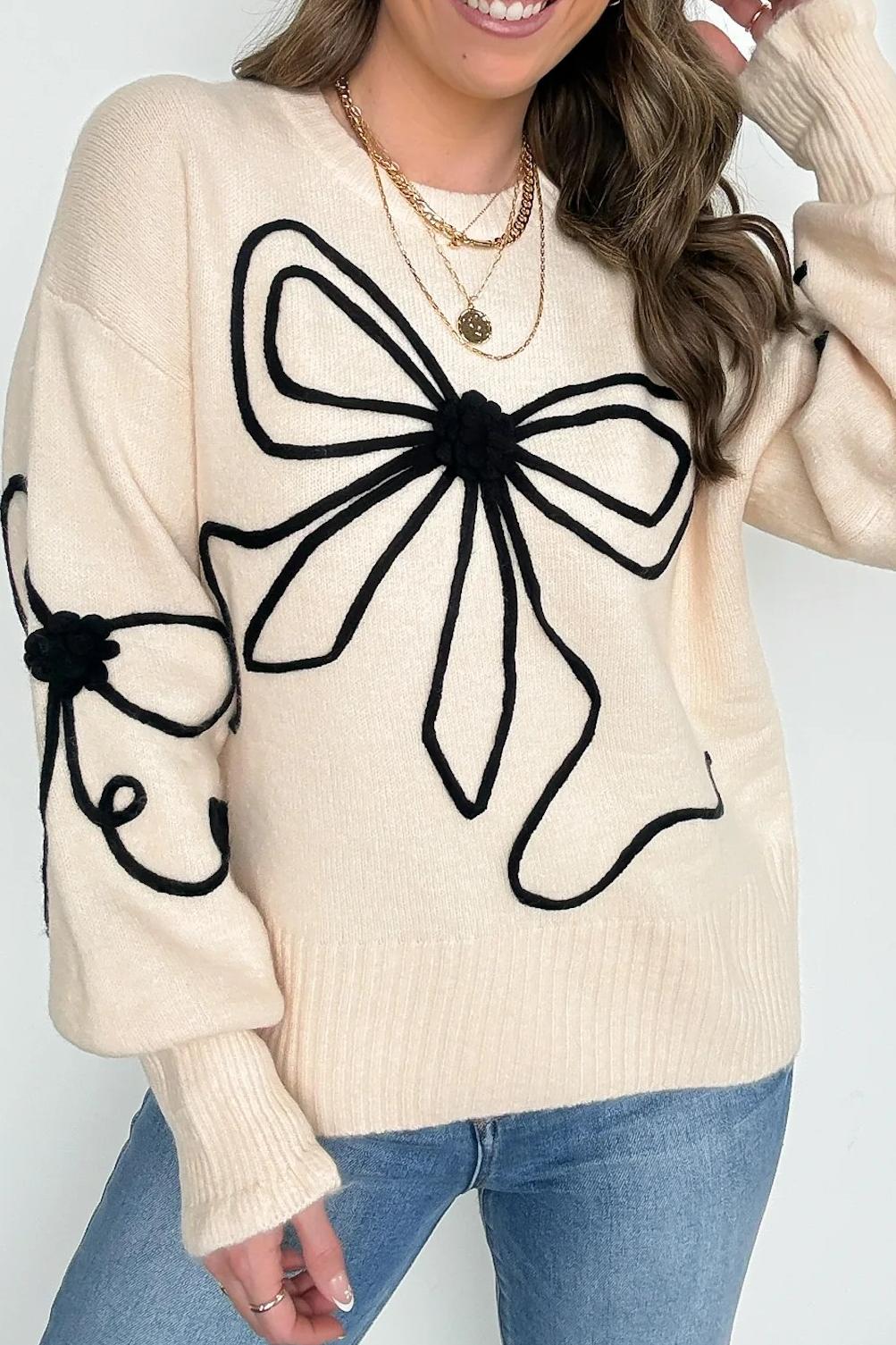 Bow Embroidered Sweater