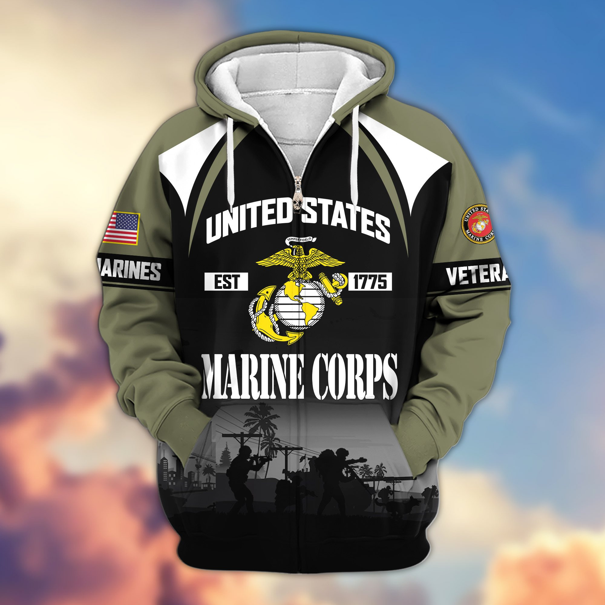 Premium US Veterans Zip Hoodie
