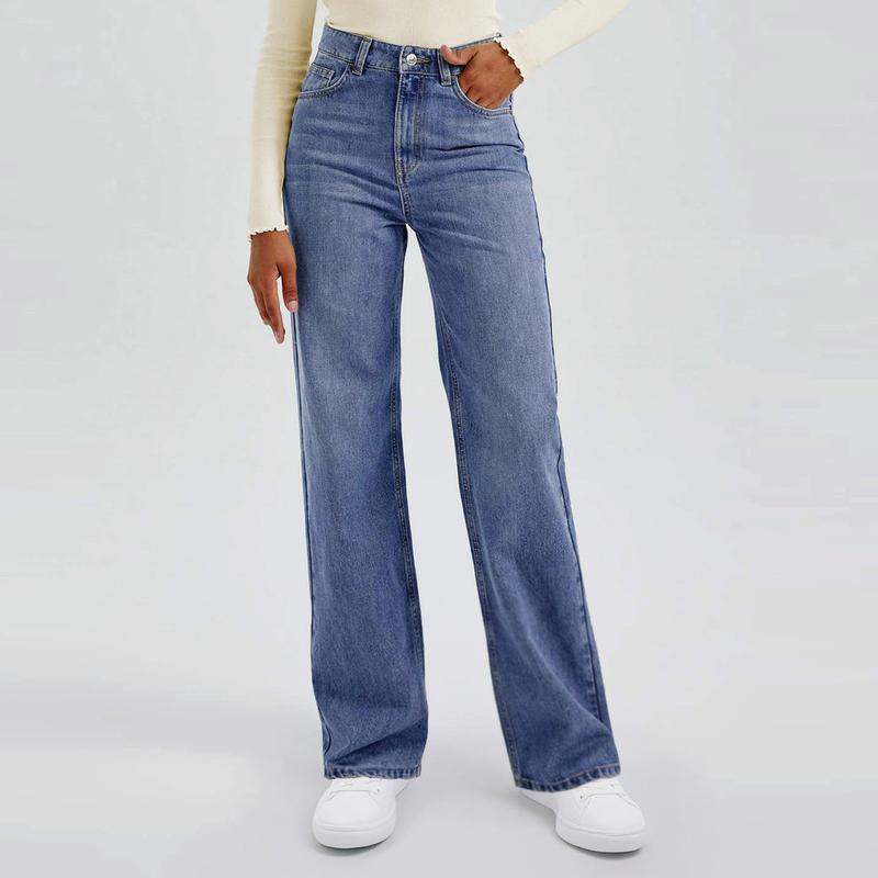 Women's High Waist Stretch Wide Leg Jeans