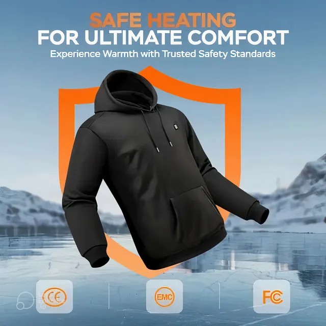 Men’s Smart Heated Hoodie with 5-Zone Heating & Adjustable Temperature
