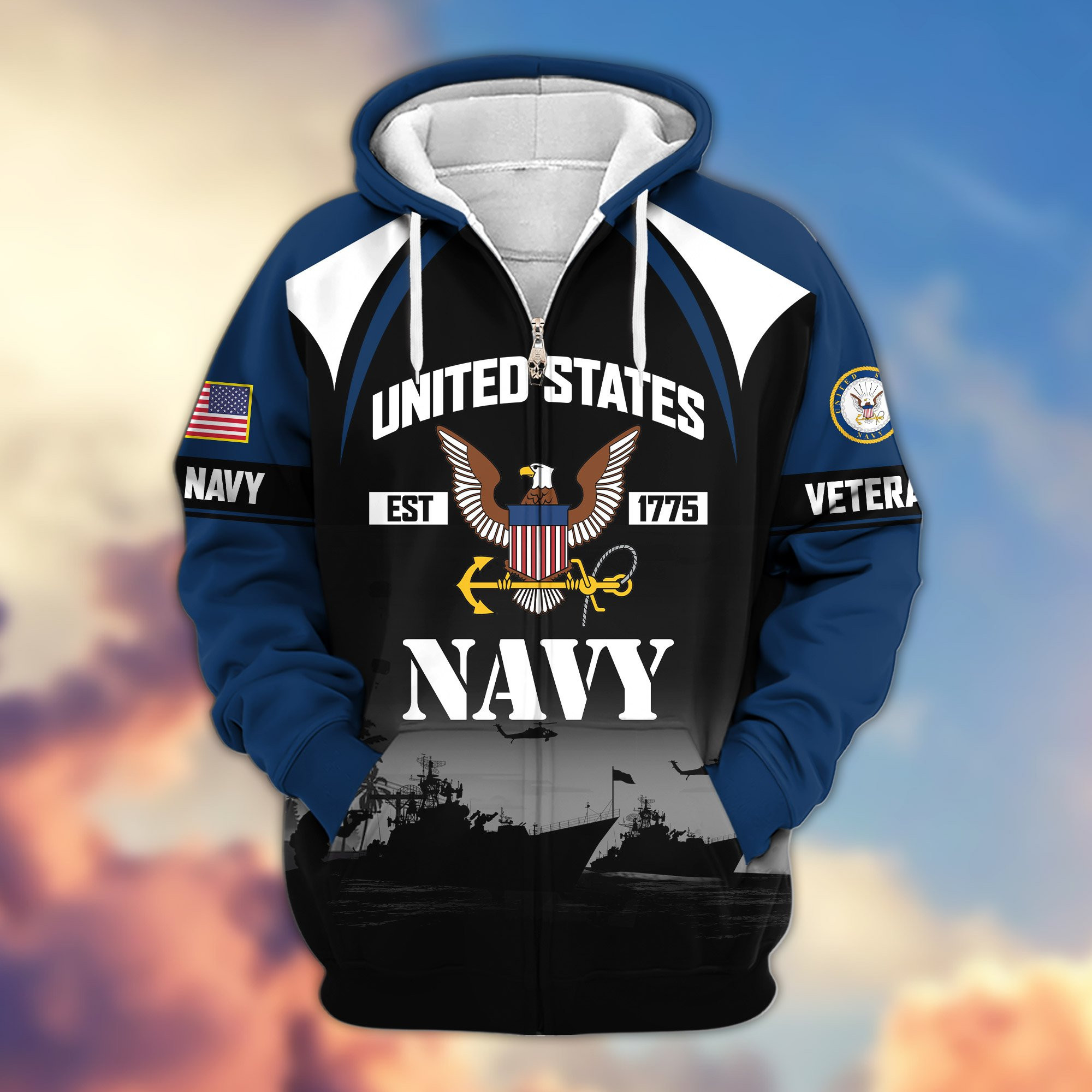 Premium US Veterans Zip Hoodie