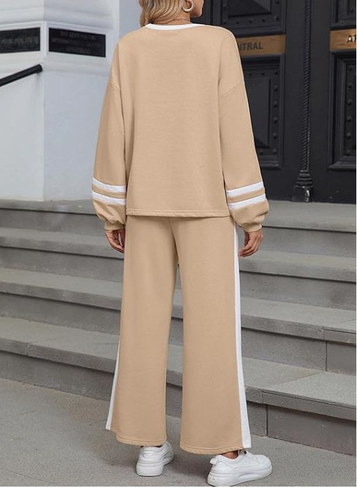 Cotton Casual Color Block Regular Fit Two-Piece Set