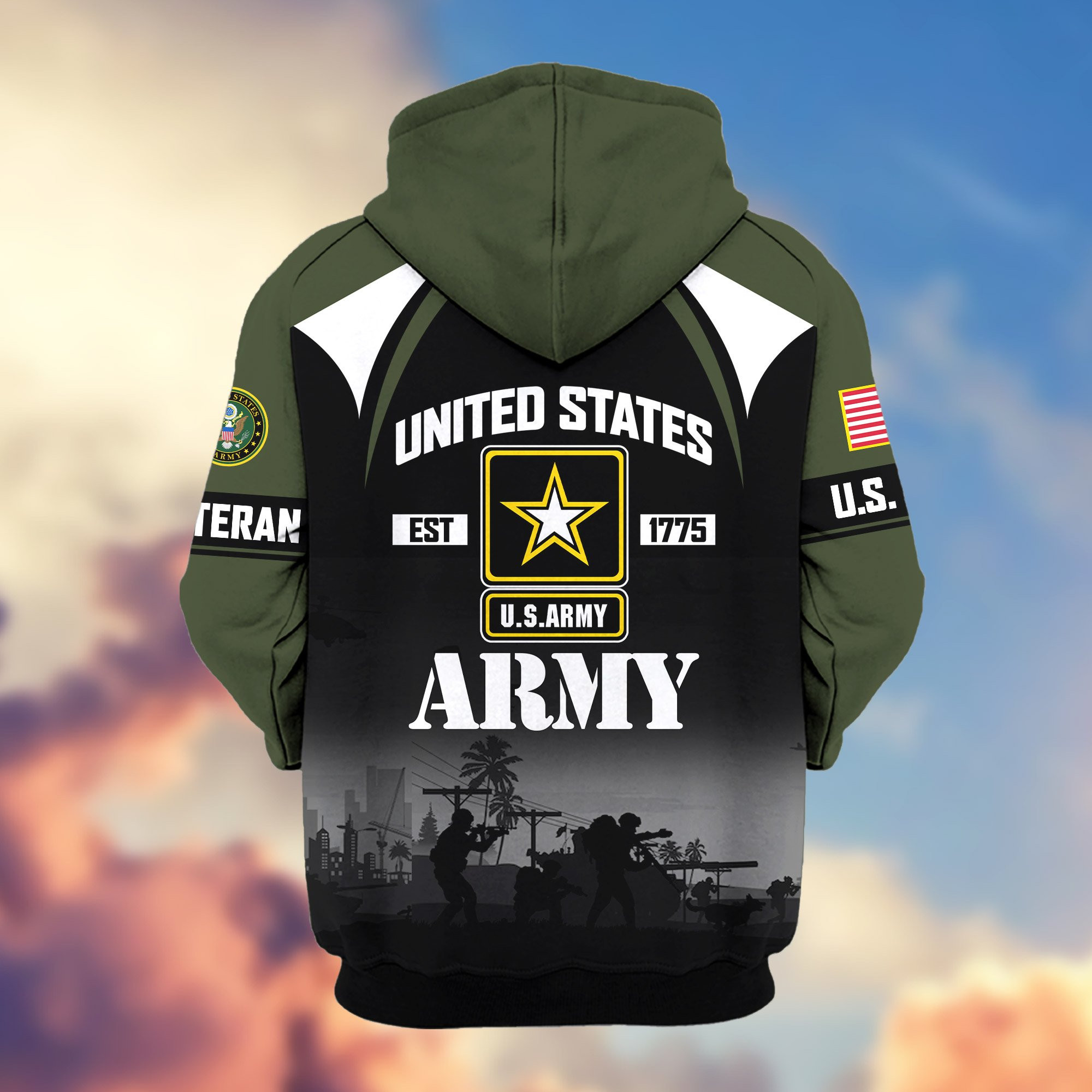 Premium US Veterans Zip Hoodie