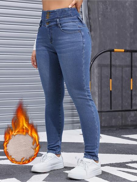 Women's Fleece-Lined Stretch Denim Jeans