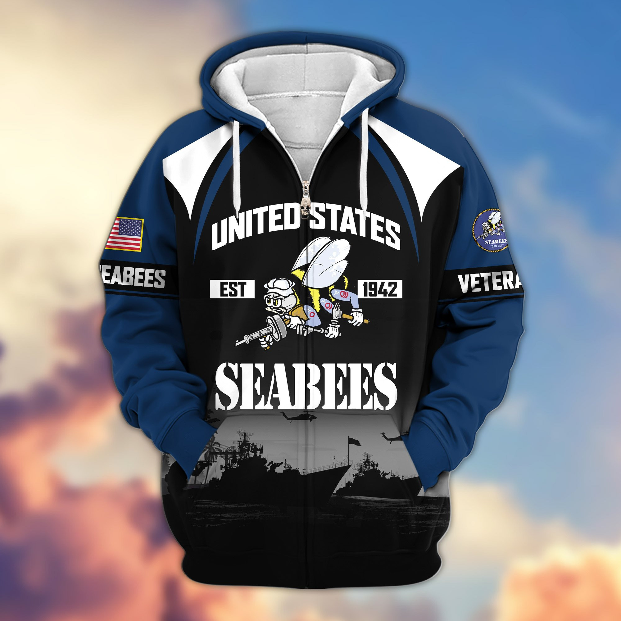 Premium US Veterans Zip Hoodie