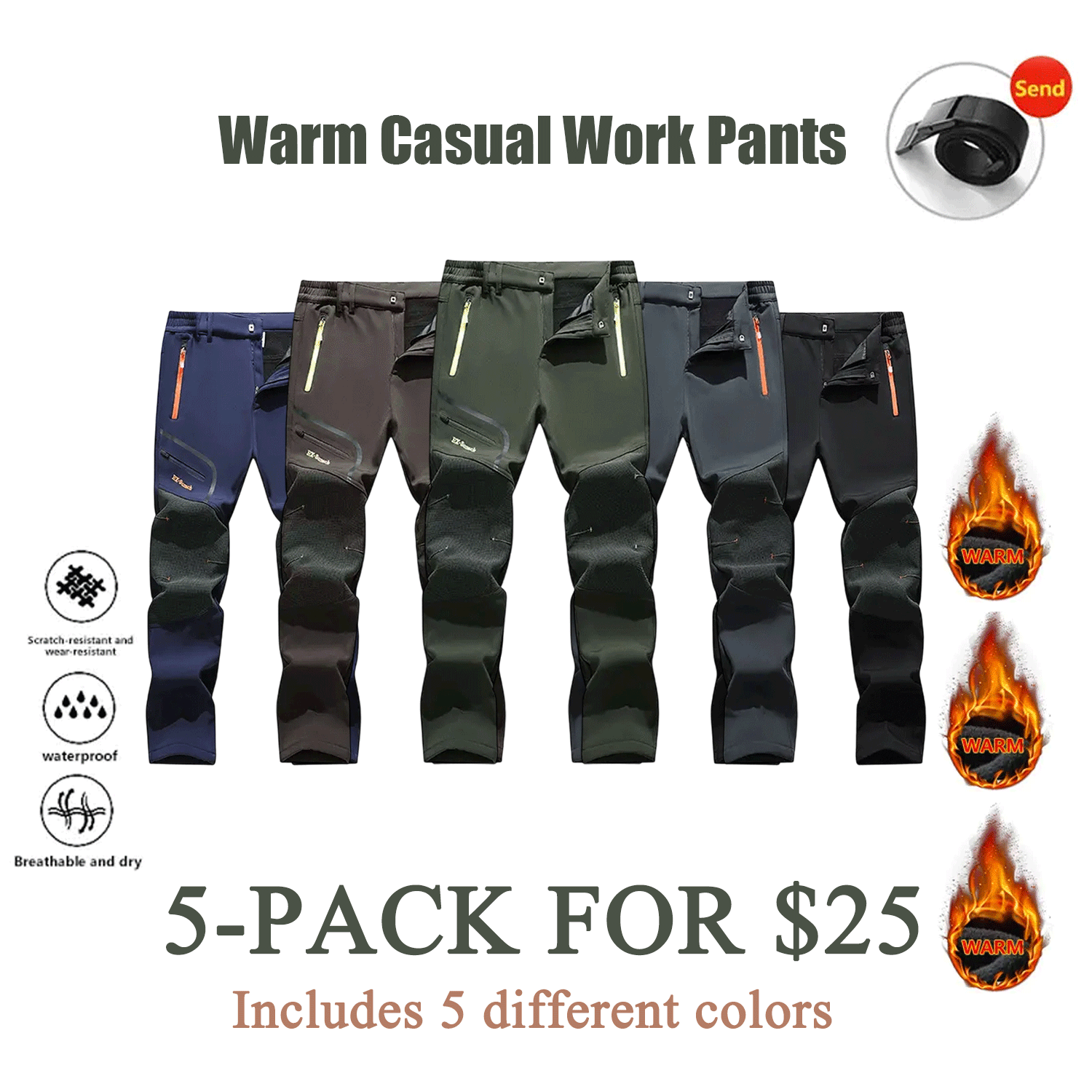 ​​Men's All-Season Work Pants – Straight Leg Carpenter Pants with Utility Pockets​​
