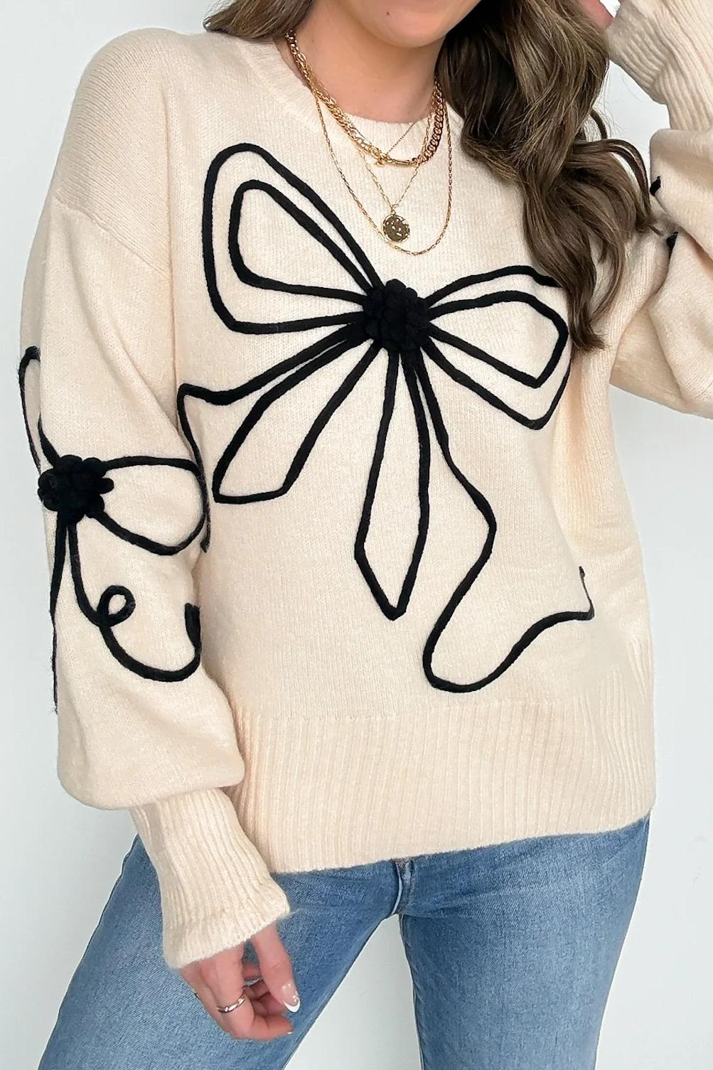 Bow Embroidered Sweater