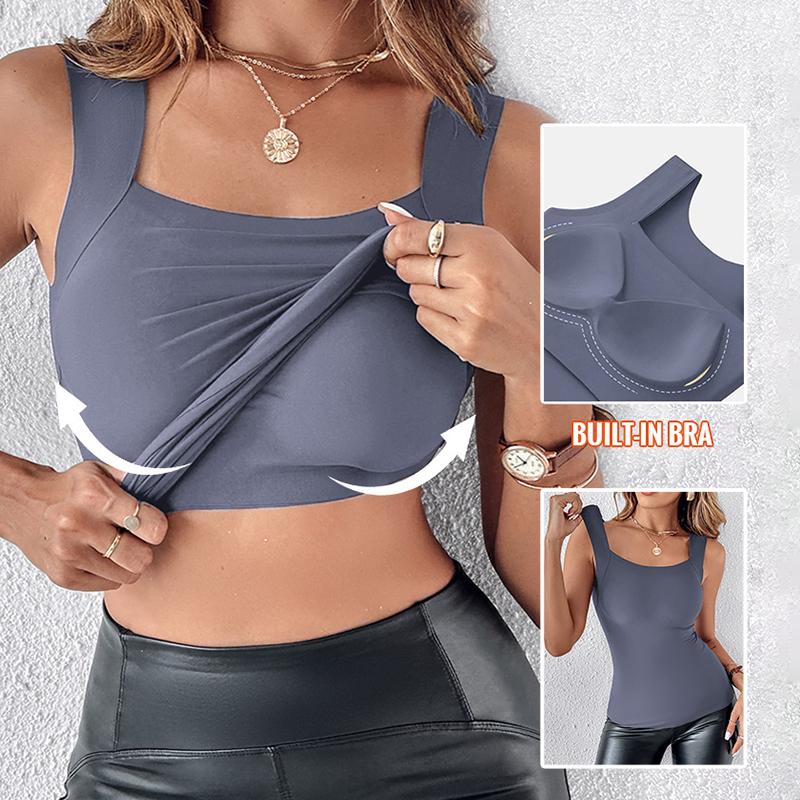 Women's Seamless Shaping Tank Top with Built-in Bra